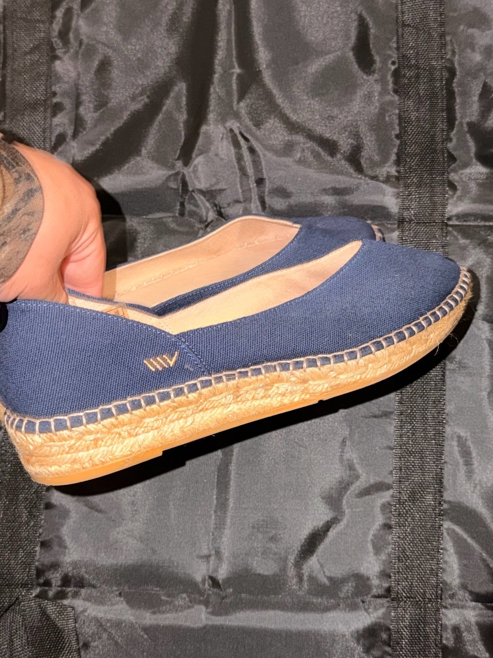 Women’s Navy Canvas Espadrille Flats - Casual Slip-On Comfort